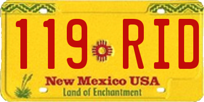 NM license plate 119RID