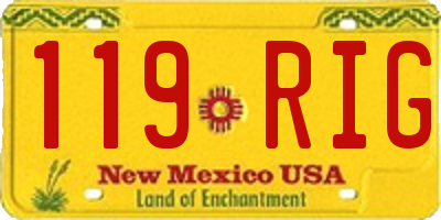 NM license plate 119RIG