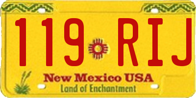 NM license plate 119RIJ