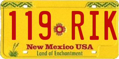 NM license plate 119RIK