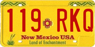 NM license plate 119RKQ