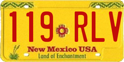 NM license plate 119RLV