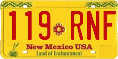 NM license plate 119RNF