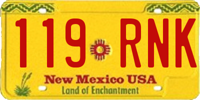 NM license plate 119RNK