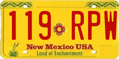 NM license plate 119RPW