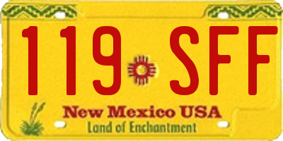 NM license plate 119SFF