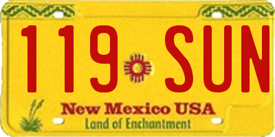 NM license plate 119SUN
