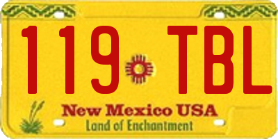 NM license plate 119TBL