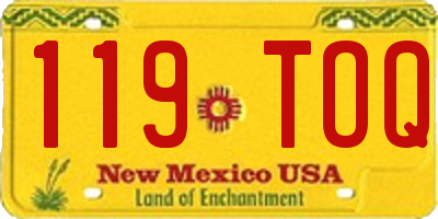 NM license plate 119TOQ