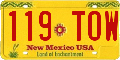 NM license plate 119TOW