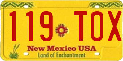 NM license plate 119TOX
