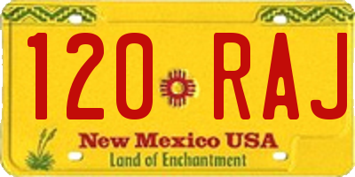 NM license plate 120RAJ