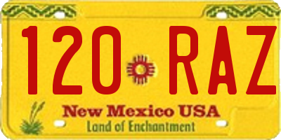 NM license plate 120RAZ