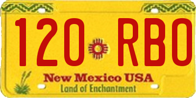 NM license plate 120RBO