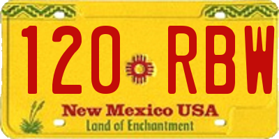 NM license plate 120RBW