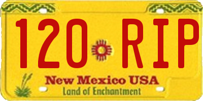 NM license plate 120RIP