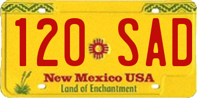 NM license plate 120SAD