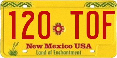 NM license plate 120TOF