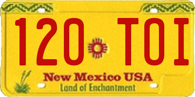 NM license plate 120TOI