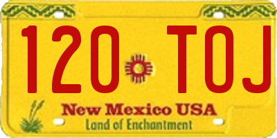NM license plate 120TOJ