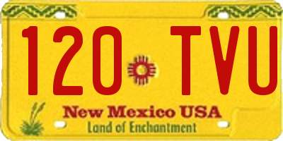 NM license plate 120TVU