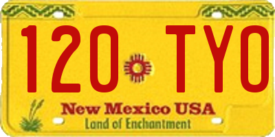 NM license plate 120TYO