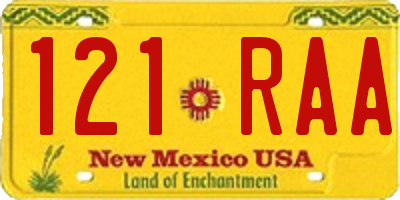 NM license plate 121RAA