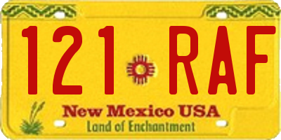 NM license plate 121RAF