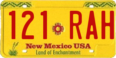 NM license plate 121RAH