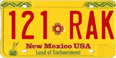 NM license plate 121RAK