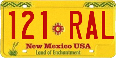 NM license plate 121RAL