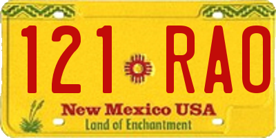 NM license plate 121RAO