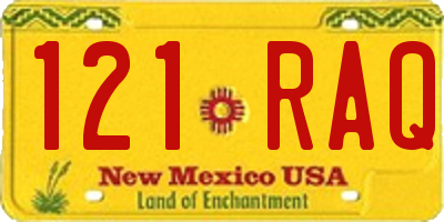 NM license plate 121RAQ