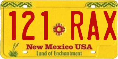 NM license plate 121RAX