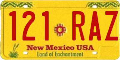 NM license plate 121RAZ