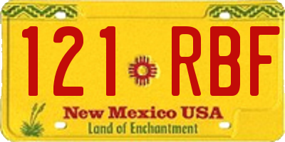 NM license plate 121RBF