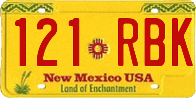 NM license plate 121RBK
