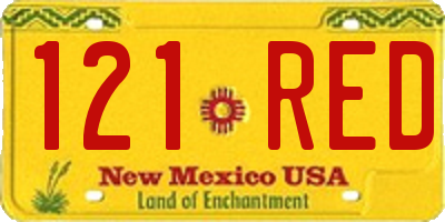 NM license plate 121RED