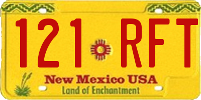 NM license plate 121RFT