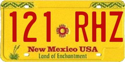 NM license plate 121RHZ