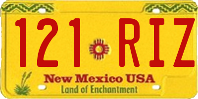 NM license plate 121RIZ