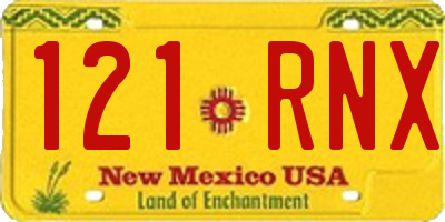 NM license plate 121RNX