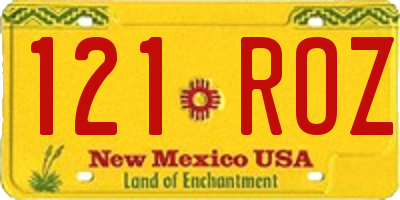 NM license plate 121ROZ
