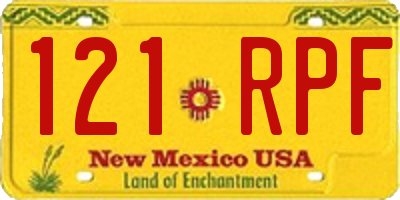 NM license plate 121RPF