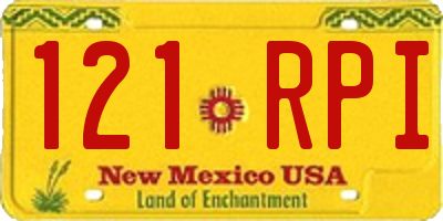 NM license plate 121RPI