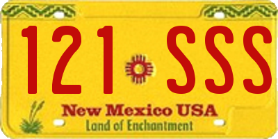 NM license plate 121SSS