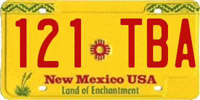 NM license plate 121TBA