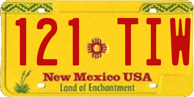 NM license plate 121TIW