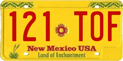 NM license plate 121TOF