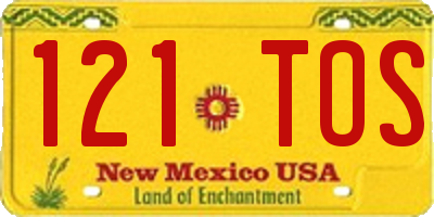 NM license plate 121TOS